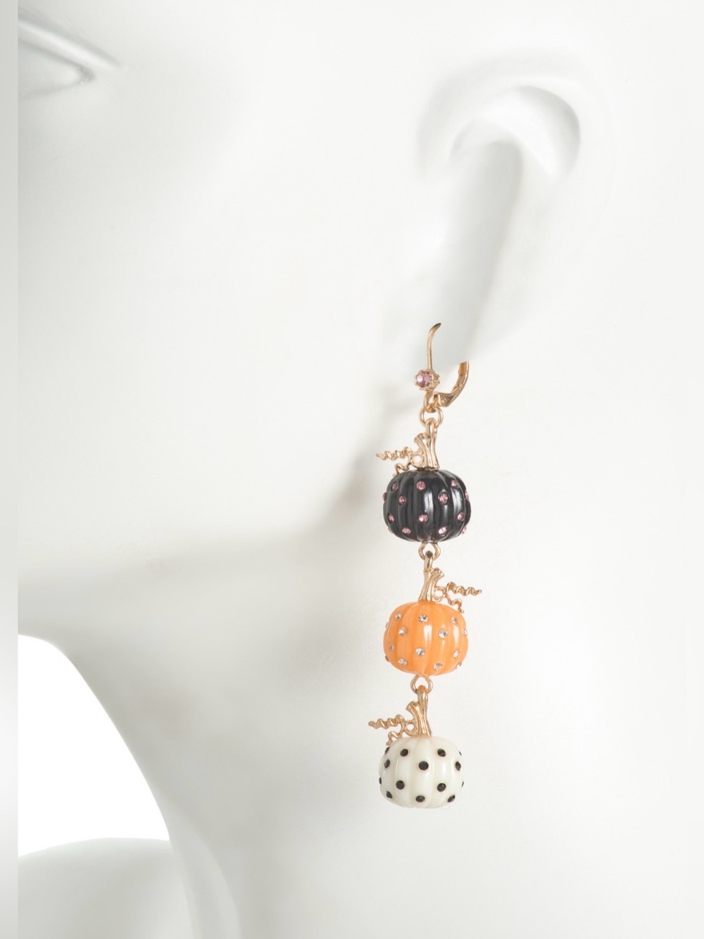 BETSEY JOHNSON PUMPKIN LINEAR DROP EARRINGS - NWT